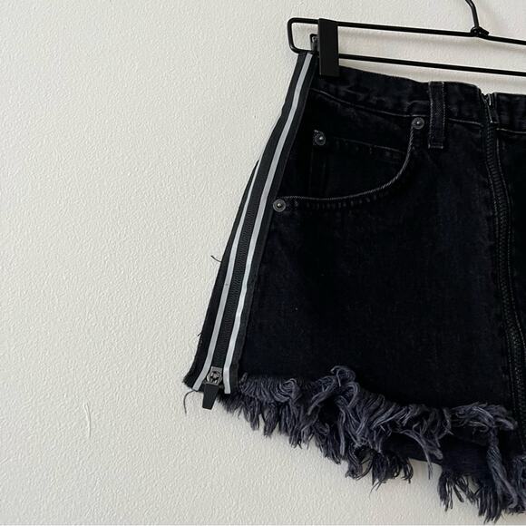 LF Carmar Black Side-Zip Moto Denim Mini Skirt - Picture 2 of 6